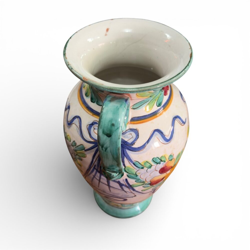 Vintage‎ Hand Painted Ceramic Vase Floral Majolica Art Pottery Decorative Urn - Picture 5 of 12